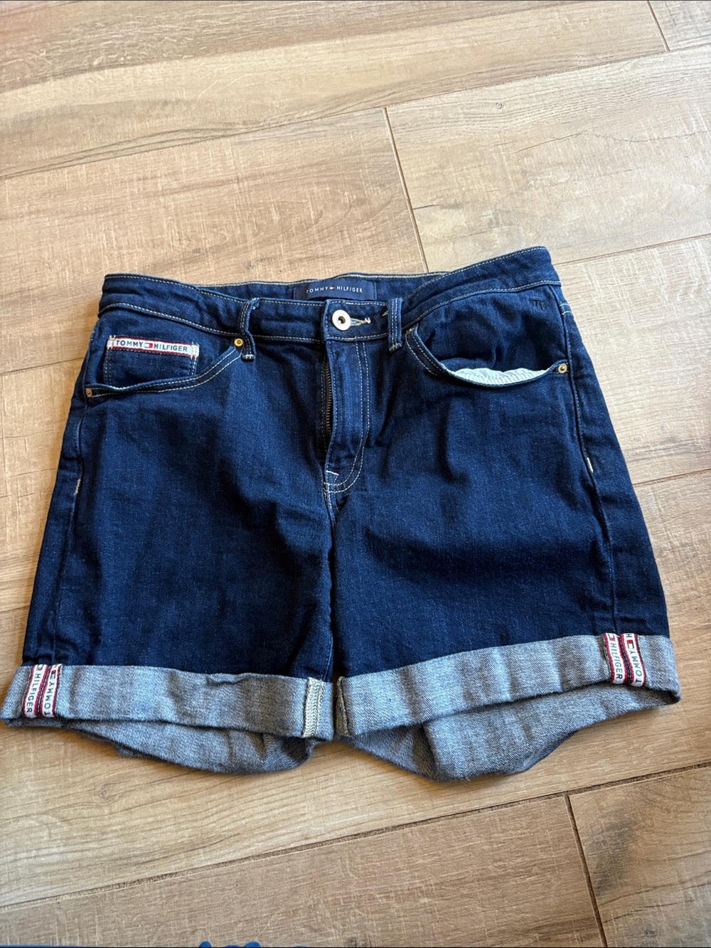 Tommy Hilfiger Navy Blue Rolled Cuff Denim Shorts